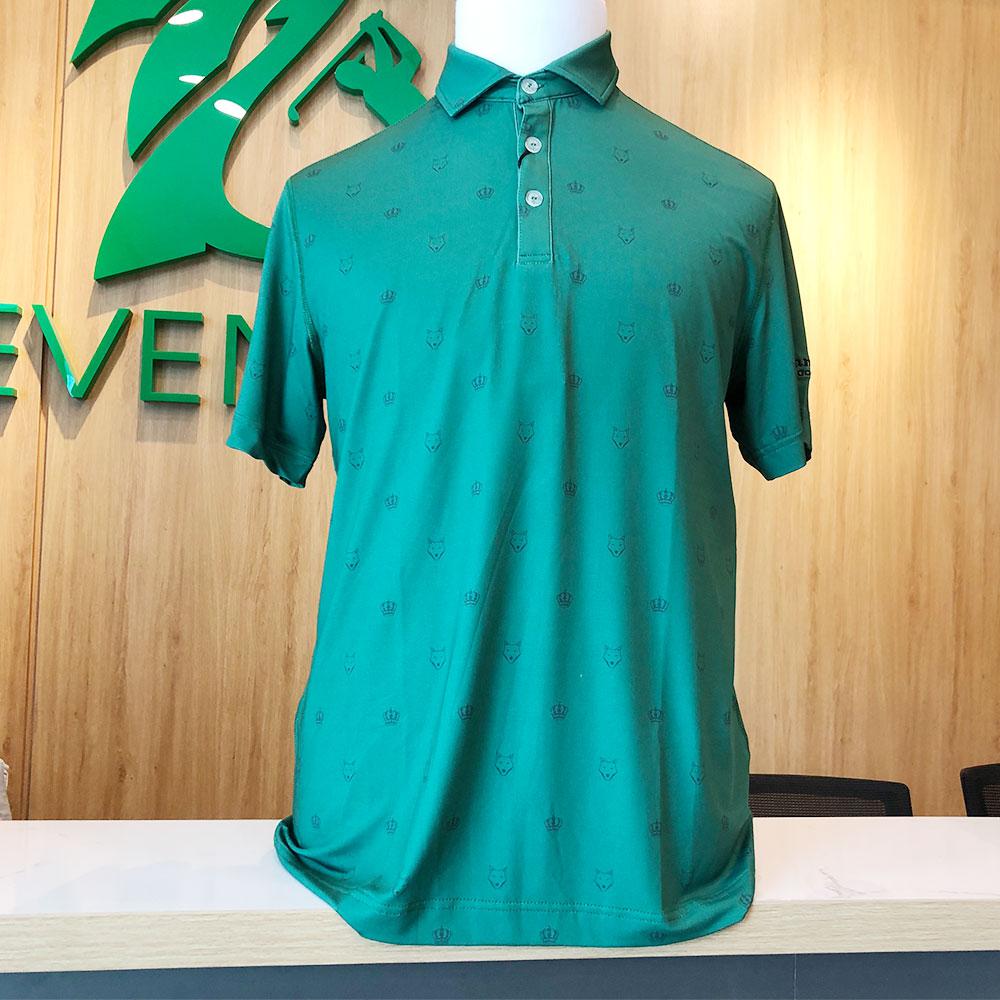 Áo golf nam ngắn tay Handee Navy họa tiết đầu sói, vương miện