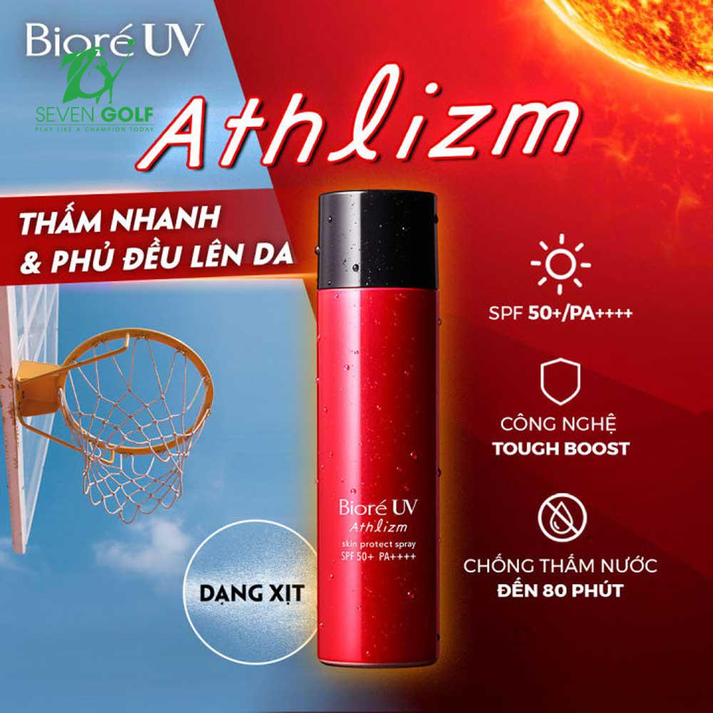 Kem chống nắng vận động chuyên nghiệp dạng xịt Biore UV Athlizm 50SPF (90 Ml) Spray